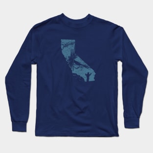 California Distressed Fly Fishing State Map Long Sleeve T-Shirt